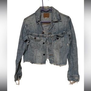 American Eagle Outfitters Blue Cropped Jean Jacket